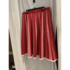 Chiemseer Dirndl Tracht Red White Floral Striped Sz 48 Lace Trim